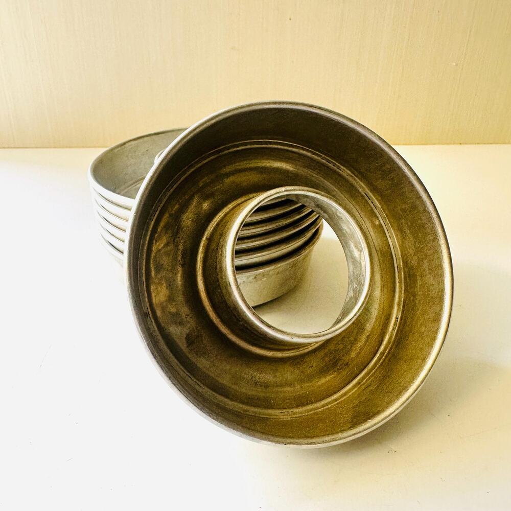 A Pair Vintage Aluminum Molds Gelatin Mini Bundt Cake